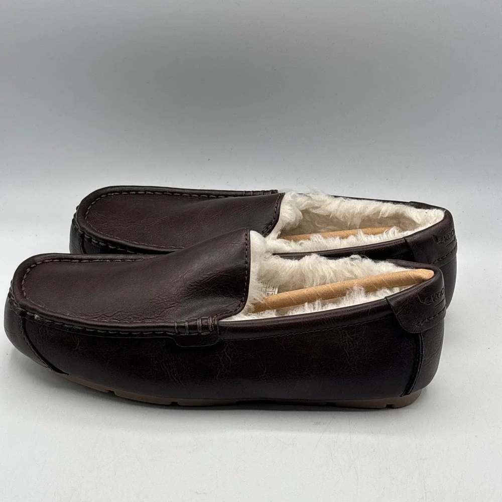 Koolaburra by UGG Tipton Smooth Slippers Mens 9 Brown Faux Fur Lined 1154810
